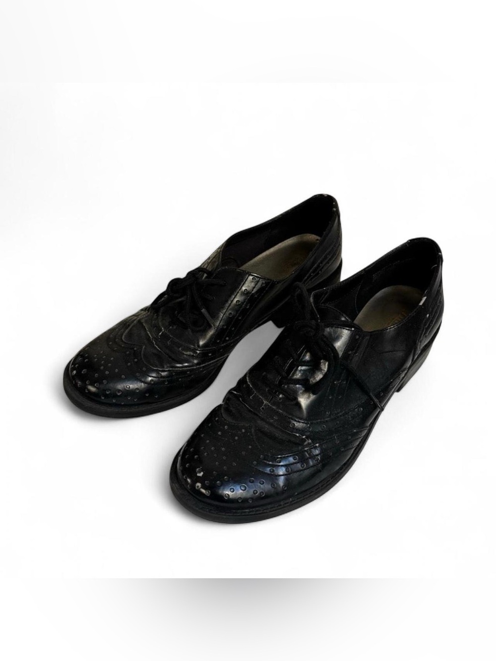 G.H. Bass & Co. Black Leather Wingtip Lace-Up Clogs